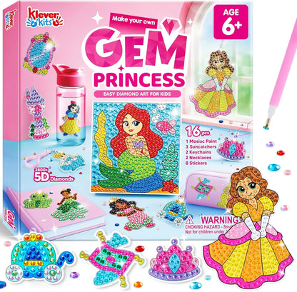 JOYFY 16 Projects Kids Diamond Gem Painting Kit with 5D Gem for Girls Ages 6-12 Gem Craft
