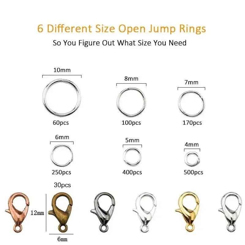 Zinc Alloy Open Jump Rings Lobster Clasps Bracelet Necklace Chain Accessories Kits