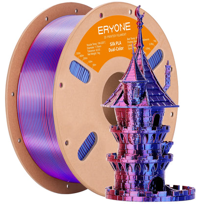 ERYONE PLA Silk Dual Color Premium Filament 3D Print, Diameter:1.75mm, Tolerance:+/-0.03mm,1KG/Spool