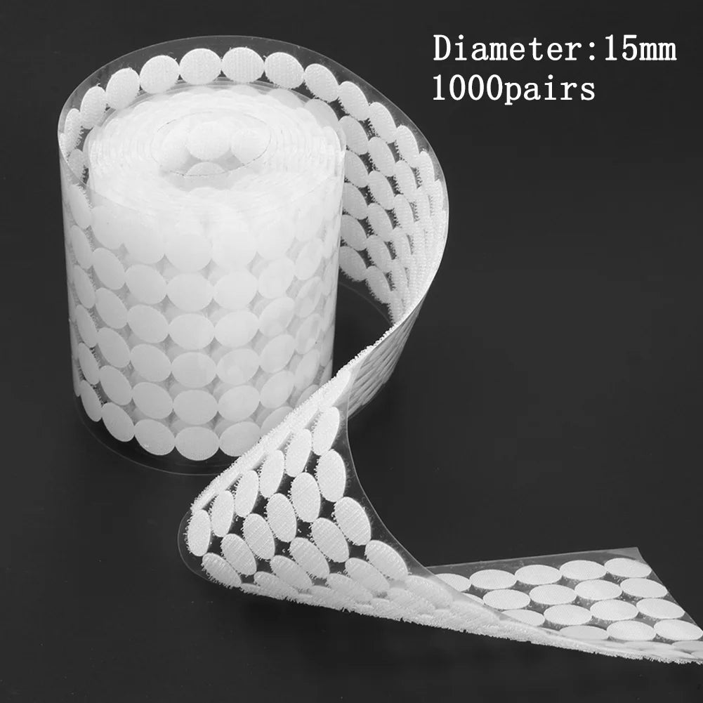 1000Pairs 15/20mm Self Adhesive Round Coin Fastener Hook Tape