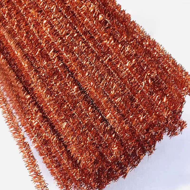 10/50/100 Glitter Chenille Stem Pipe Cleaner Plush Metal Foil Stem Wire Sticks DIY