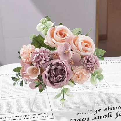 7 heads high quality peony Artificial flowers silk peonies bouquet Rose hydrangea