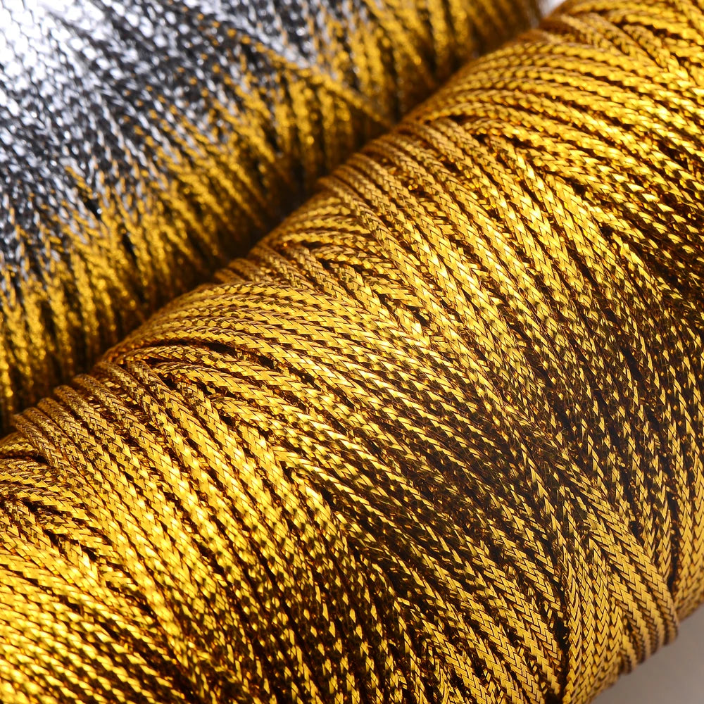 100m/Roll Golden Thread Silver Cord Packing Rope Ornament String For DIY Needlework 1.5mm