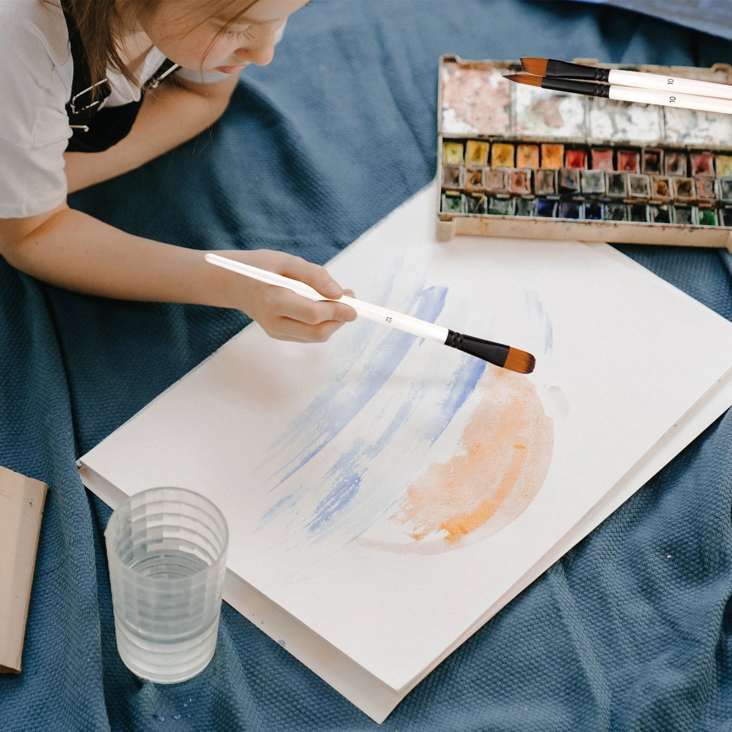 24pcs Draw Paint Brushes Set Kit Round with Nylon Hair