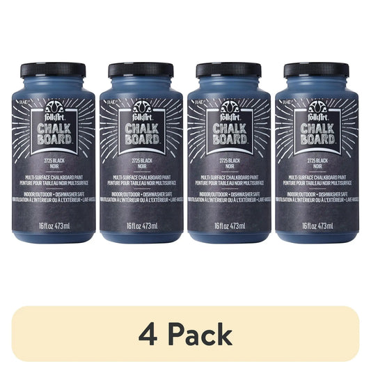 (4 pack) FolkArt Multi-Surface Chalk Paint, Matte Finish, Black, 16 fl oz