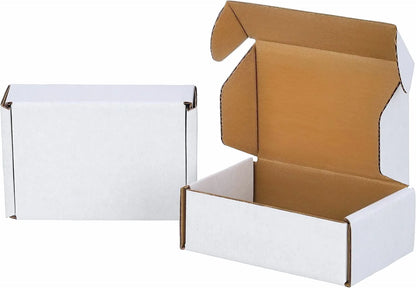 50pcs Corrugated Paper Gift Boxes, 6x4x2 Inch Sturdy Cardboard Packaging, White Small Shipping Boxes