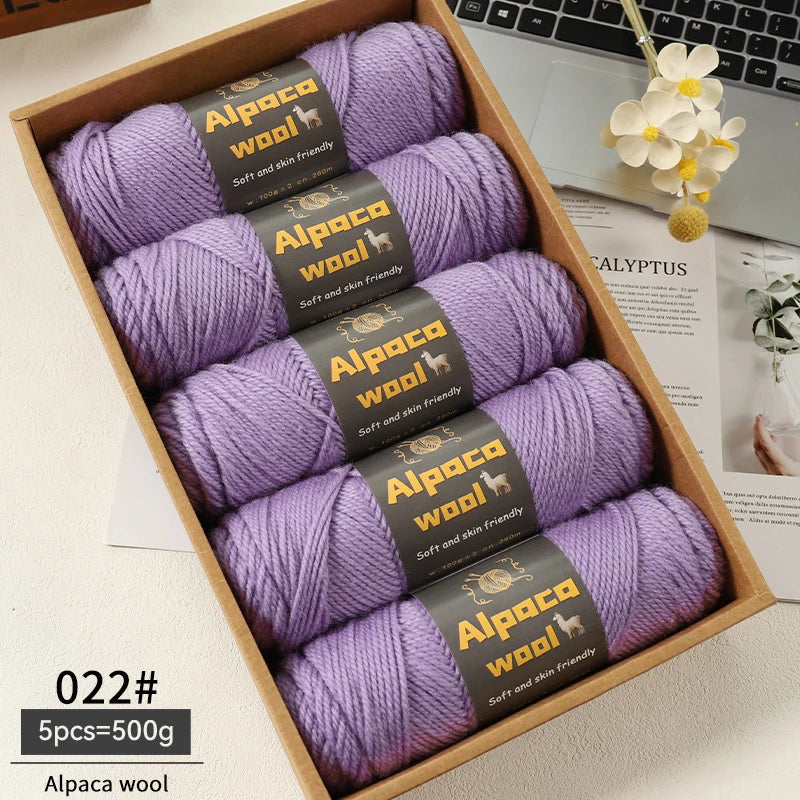 Alpaca Wool Yarn 500g DIY Knitting Kit 245 Stick Needle Thick Warm Yarn