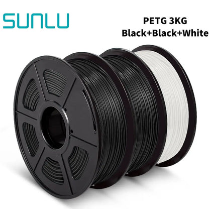 SUNLU PETG 3D Filament 1KG 3 Rolls 1.75mm +/-0.02MM 3D Printing Neatly Wound Vacuum Packing