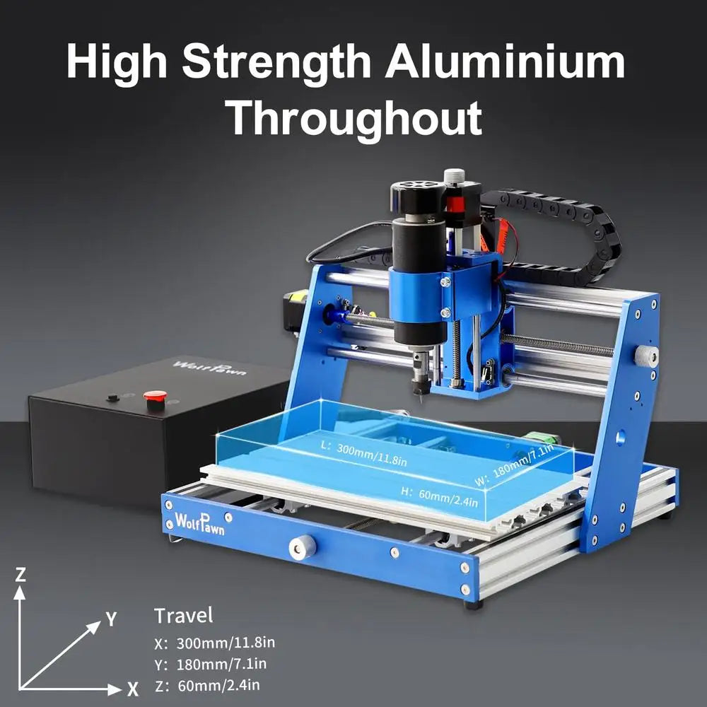 Metal Structure 500W CNC Router Engraving Machine 3 Aixs with Emergency Stop Button Limit Switches Wood Aluminum AC/DC 24V Power