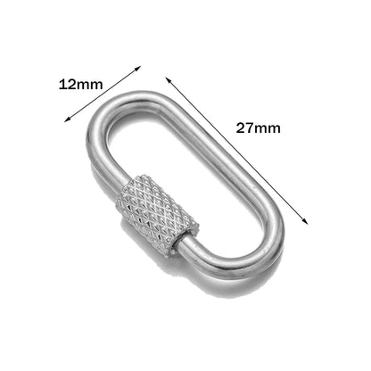 5pcs Stainless Steel Oval Star Buckle Carabiner Screw Lock Clasps For DIY Key ring Keychain Jewelry Making Supplies Accessories