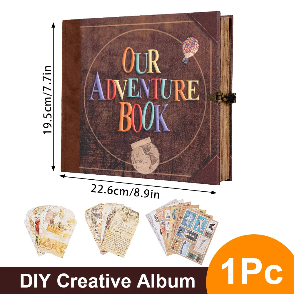 22*19.5cm 146 Page Retro Kraft Album DIY Handmade Scrapbook Balloon/text style