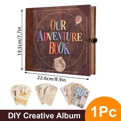 22*19.5cm 146 Page Retro Kraft Album DIY Handmade Scrapbook Balloon/text style