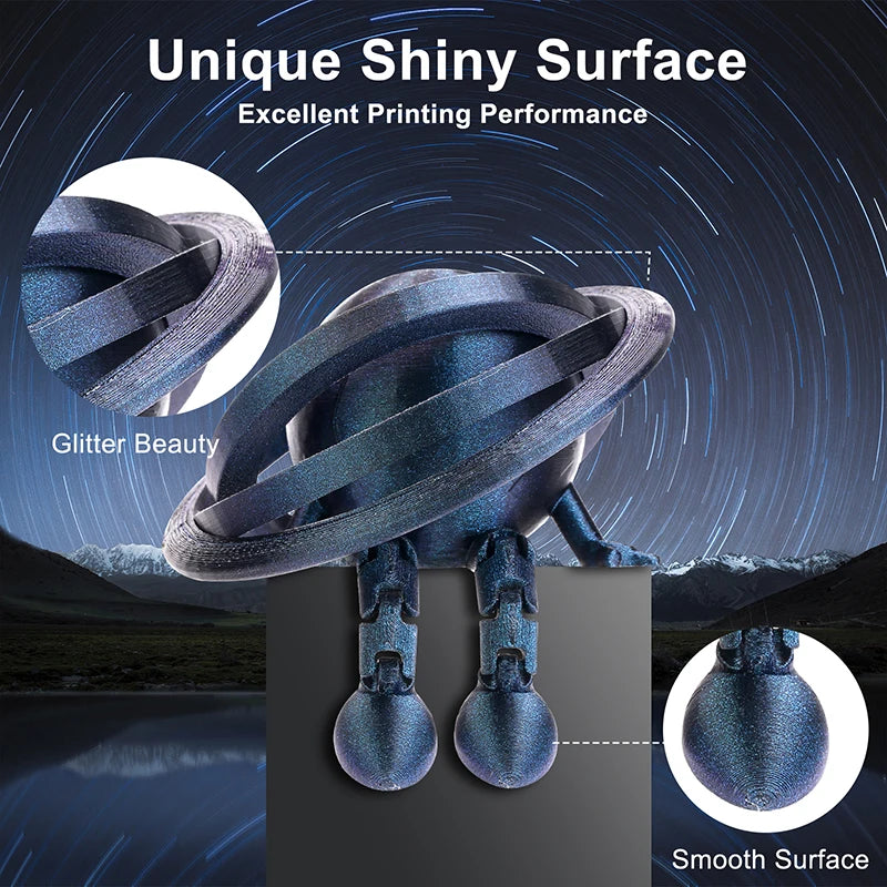 Eryone 1KG Galaxy PLA Glitter Color Premium Filament 3D Print, Multicolor Available, Sparkle Shining