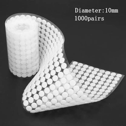 1000 Pairs Double-sided Adhesive Fastener Tape Hooks Disks Nylon Stickers