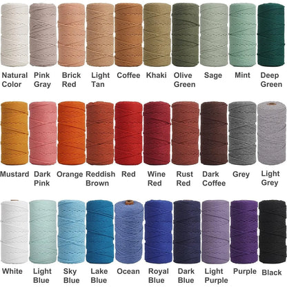 Natural Macrame Cord 3mm x 109Yards, Beige Macrame Rope, Cotton Cord for Wall Hanging, Plant Hangers, Christmas Crafts, Knitting