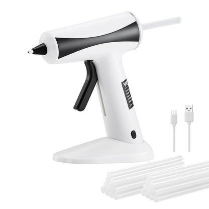 Hot Glue Gun, Rechargeable Cordless, Mini Wireless Kit With 2200mAh Battery, 20 Pcs Glue Sticks