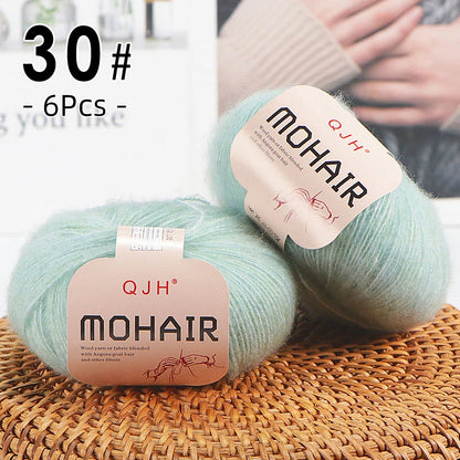 6pcs Soft Mohair Yarn Knitting Angora Yarn for DIY Knitting, Fluffy Lace for Sweater, Scarf, Shawl,25g/pcs