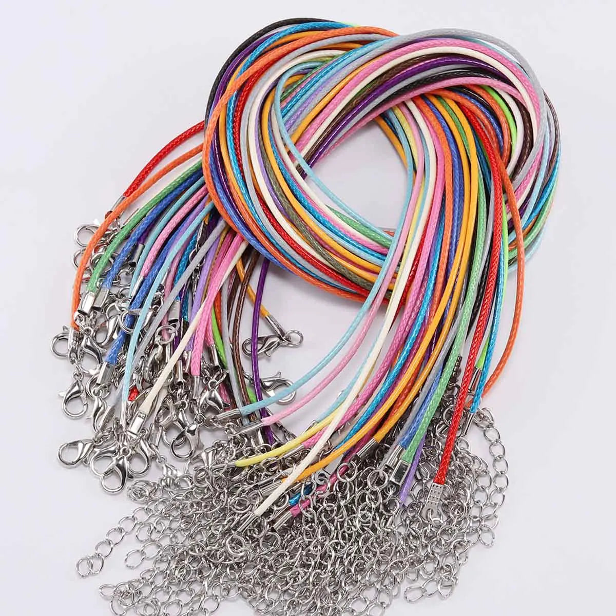 10Pcs/lot 1.5/2mm Leather Cord Necklace With Clasp Adjustable Braided Rope for Jewelry Making DIY Necklace Bracelet Supplies
