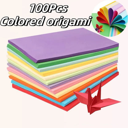 100pcs A4 A5 Colorful Origami Paper Double Sides Solid Color Folding Paper Multicolor