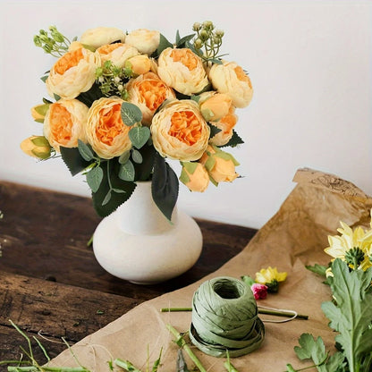 4 Bundles Peonies Artificial Flowers, 13.4in Silk Fake Flowers Bouquets