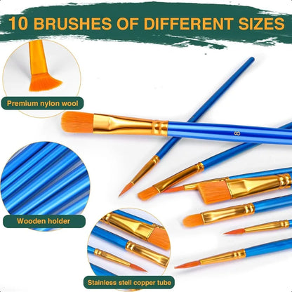 Acrylic Paint Canvas Set52 Piece Painting plies Kit with 2 Wood Easel 2 12Colors 2 10 Brushes Circular Canvas