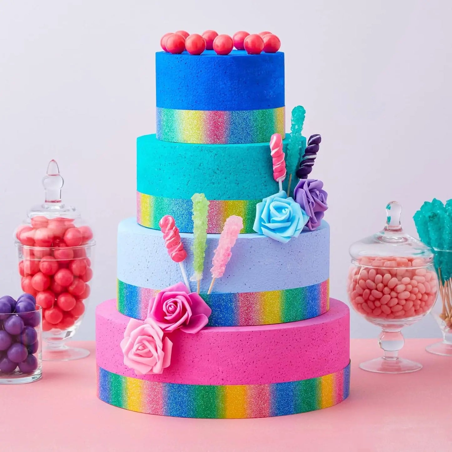 Round Foam Cake Dummy Set - Wedding Display Platform with Stackable Tiers for Decorating Practice, 6-12 Inches, 16 Inches Tall