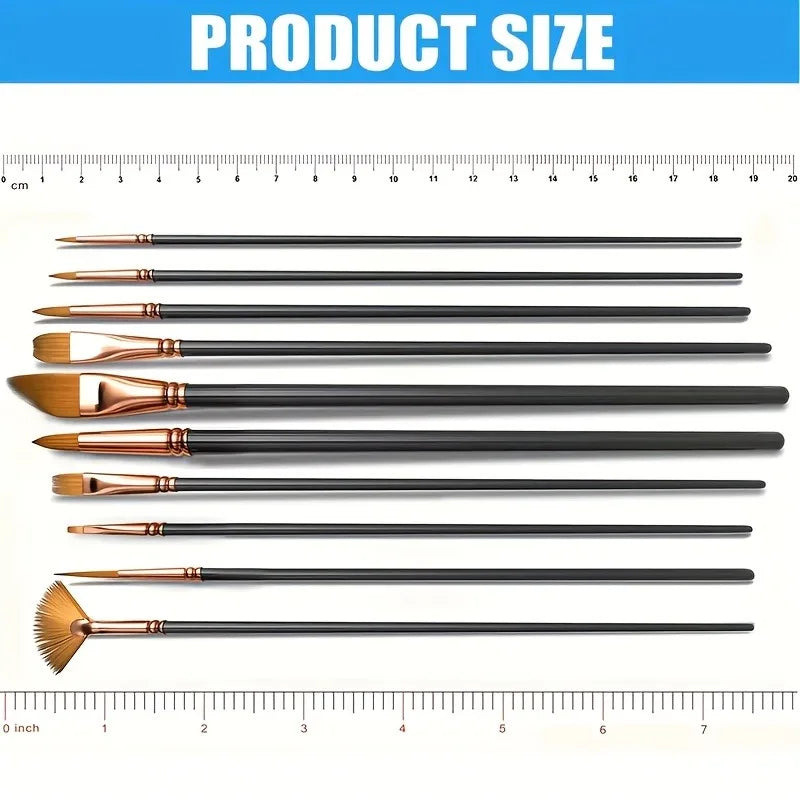 12pcs Nylon Bristle Brush Set Flat Brushes Watercolor Oil Paint And Acrylic Paintings Fabric Brushes