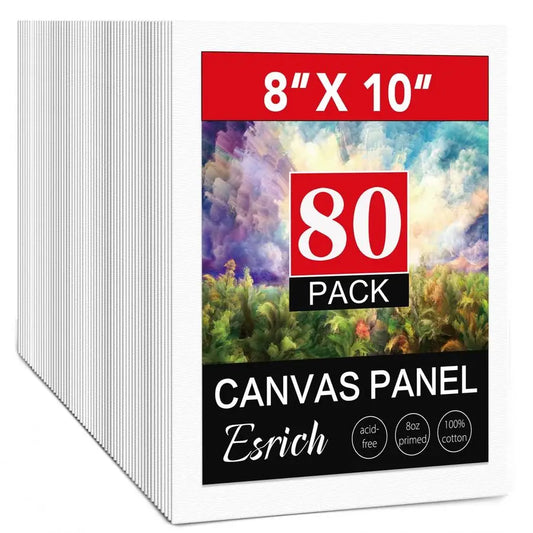 Canvas Boards for Painting 8x10, 80 Pack Painting Canvas, Primed Cotton Canvas Panels 8x10 for Oil Paint, Watercolor, Acrylic