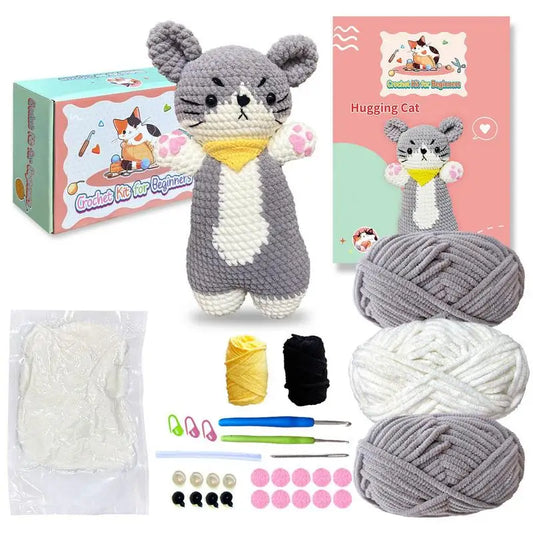 Crochet Kit For Kids Cute Cat Crochet Material Set For Beginners With Steps