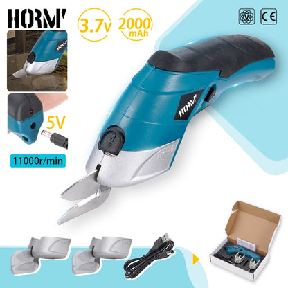 USB Rechargeable Electric Scissors 3.6V Fabric Leather Fabric Cardboard Plastic Cutting Tool with Built-In 2.0Ah Battery