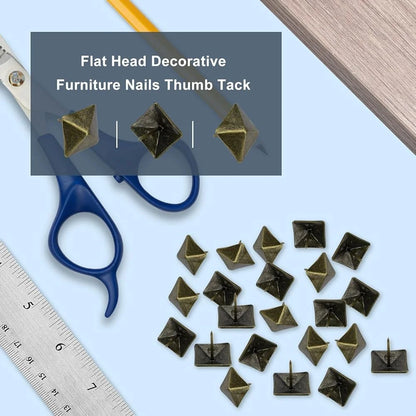 100Pcs Bronze Upholstery Tacks Square Head Bubble Nails Furniture Thumb Tacks Decorative