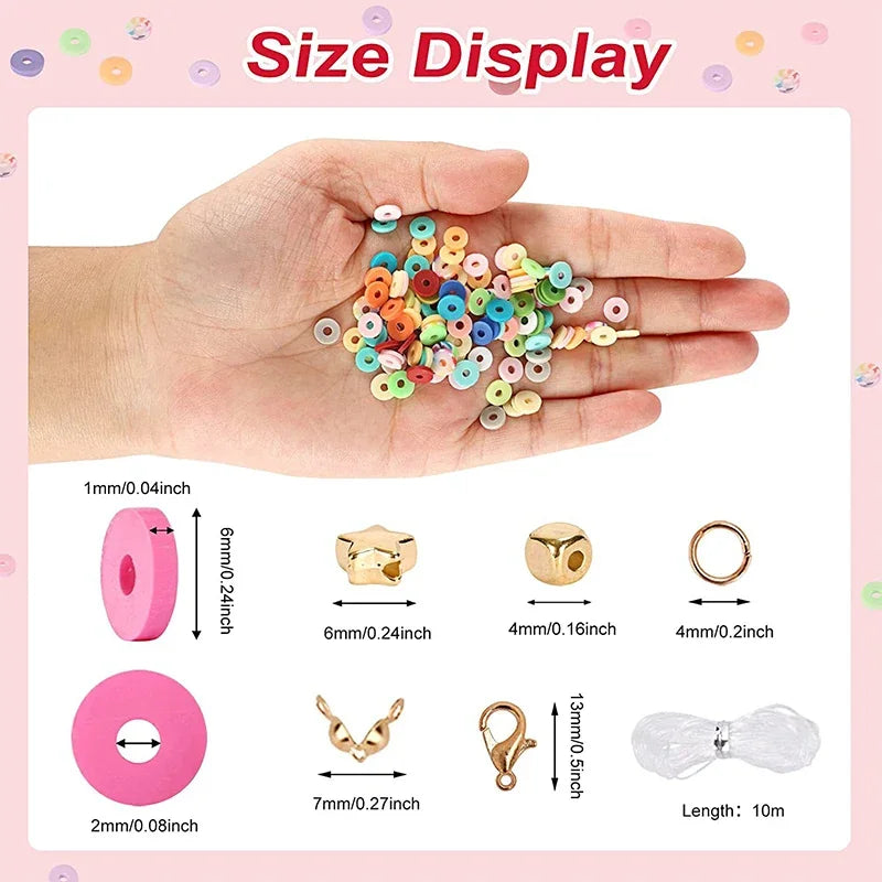 2 Box 24 Rainbow Color Clay Beads Bracelet Making Kit for Jewelry Making Letter Beads