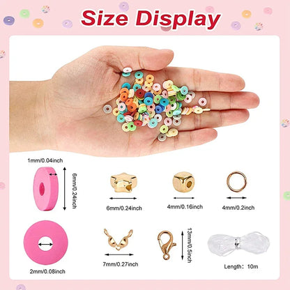 2 Box 24 Rainbow Color Clay Beads Bracelet Making Kit for Jewelry Making Letter Beads