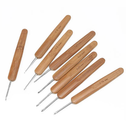 1Pc 0.5mm/0.75mm Dreadlock Crochet Hook Wood Needles Hair Tool for Braid Craft