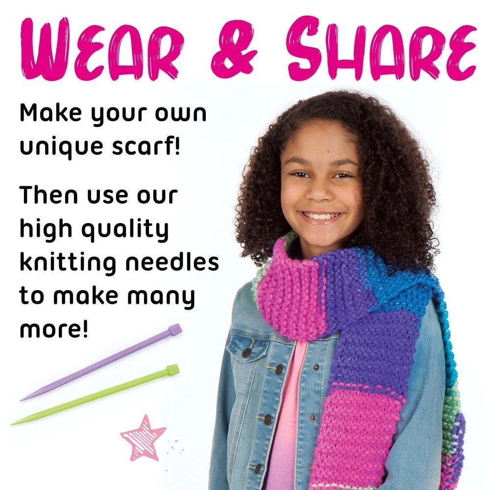 DIY Knitting Kit Kids Ages 9-12 Scarf Crafting 90 Yards Yarn