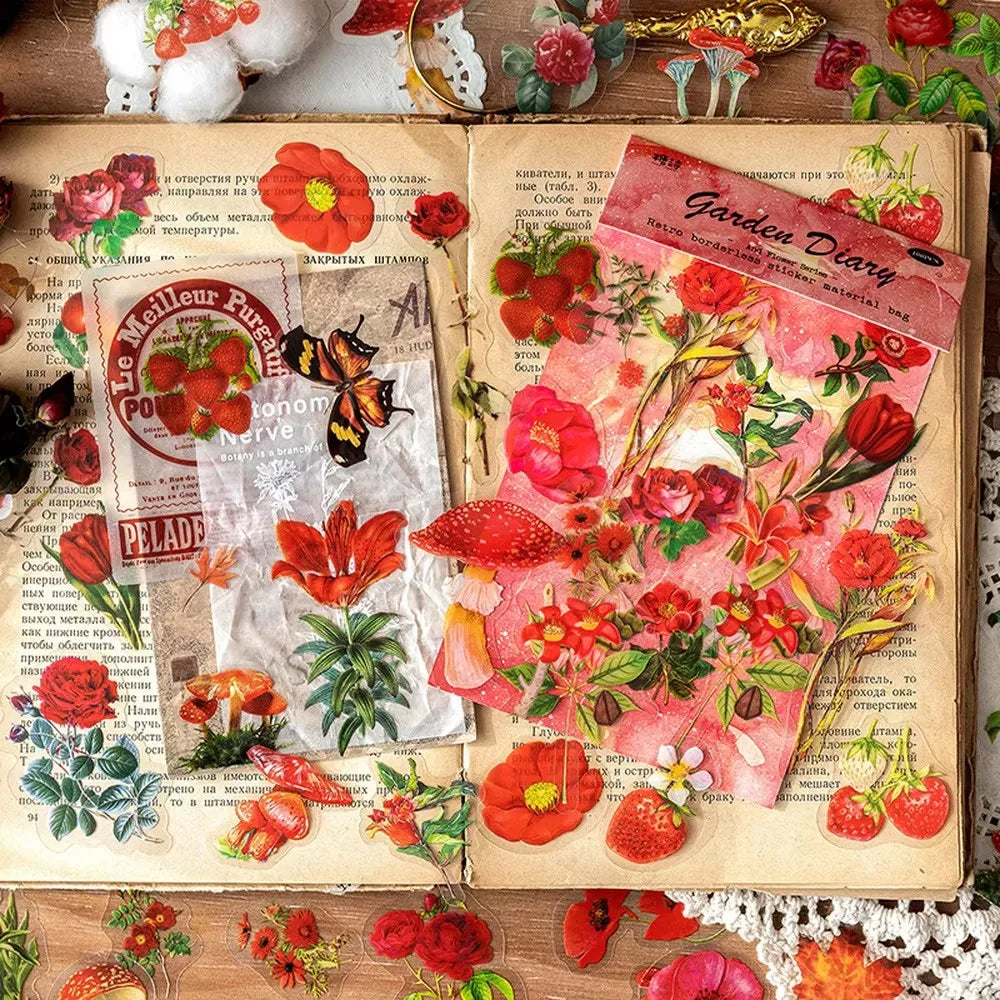 Mr Paper 100pcs/bag Say It With Flowers Series Vintage Stationary Stickers 6Styles