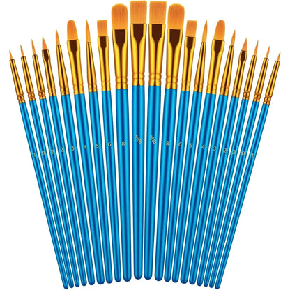 20 oil watercolor acrylic paint brushes, blue