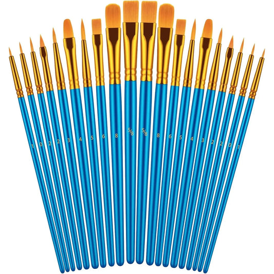 20 oil watercolor acrylic paint brushes, blue