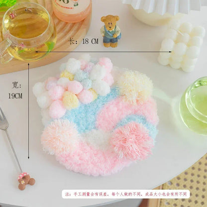 Latch Hook Coaster Kits for Beginners Moss Simple Embroidery Yarn Rugs Hooking